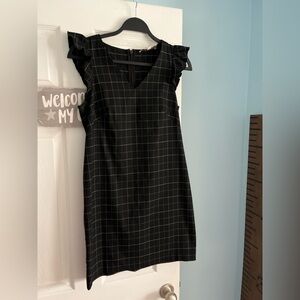 LOFT Black Grid Mini Dress